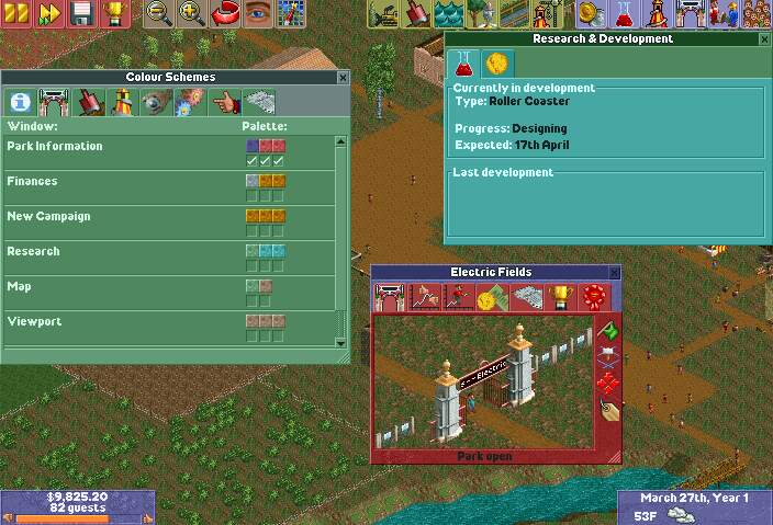 Rollercoaster Tycoon 2 Scenario - Electric Fields complete! : r/rct