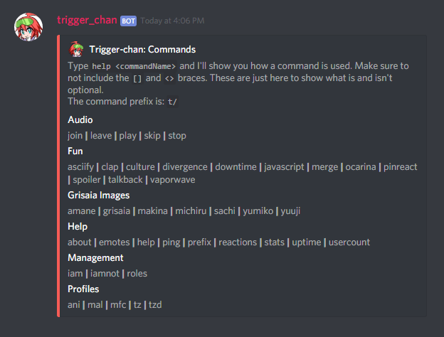 Trigger Chan Discord Bot Trigger S Tools Games Discord has become one of the leading chat platforms on the web. trigger chan discord bot trigger s