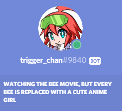 Trigger-chan Watching the Bee Movie, but every bee is replaced with a cute anime girl
